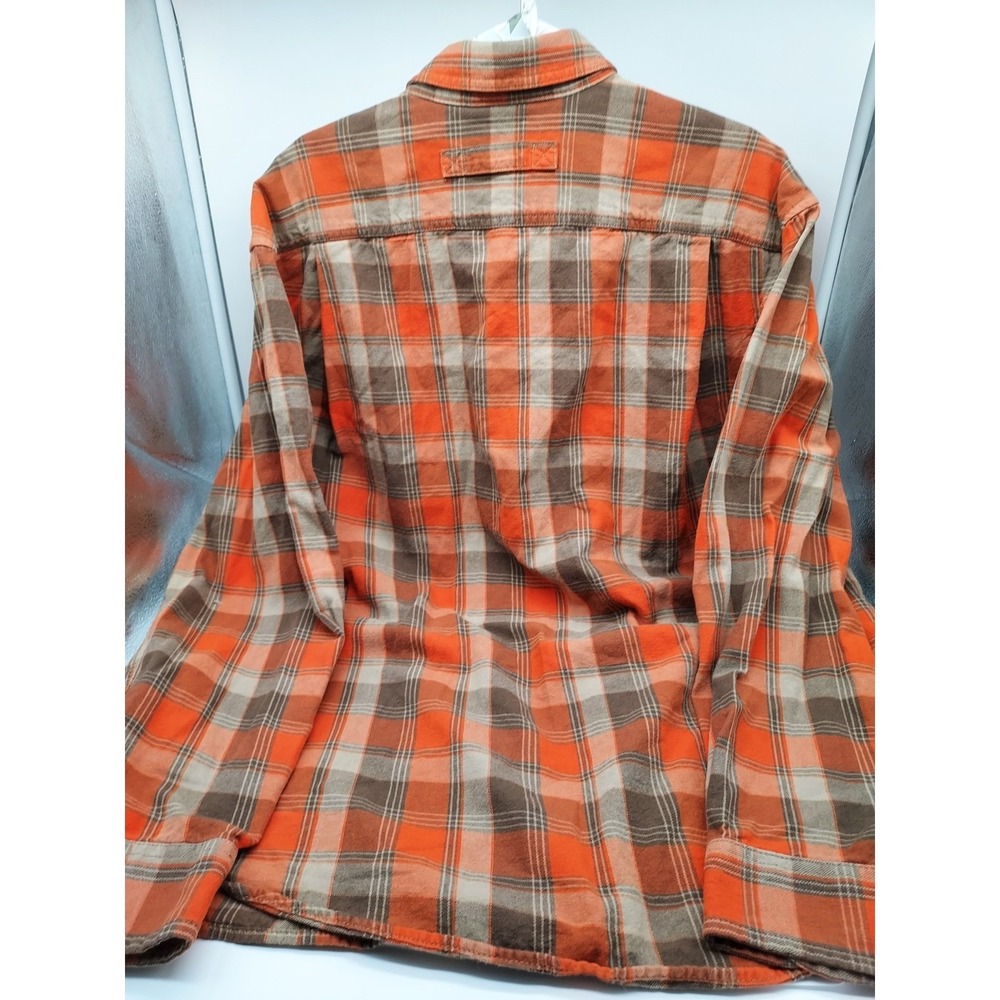Duluth Trading Co. Mens XL Plaid Flannel Button Down Shirt Orange Brown - Picture 6 of 6